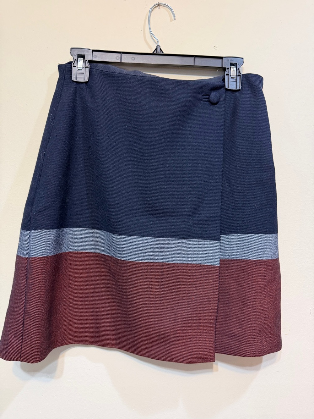 Colorblock Mini Skirt in Navy, Gray, and Burgundy